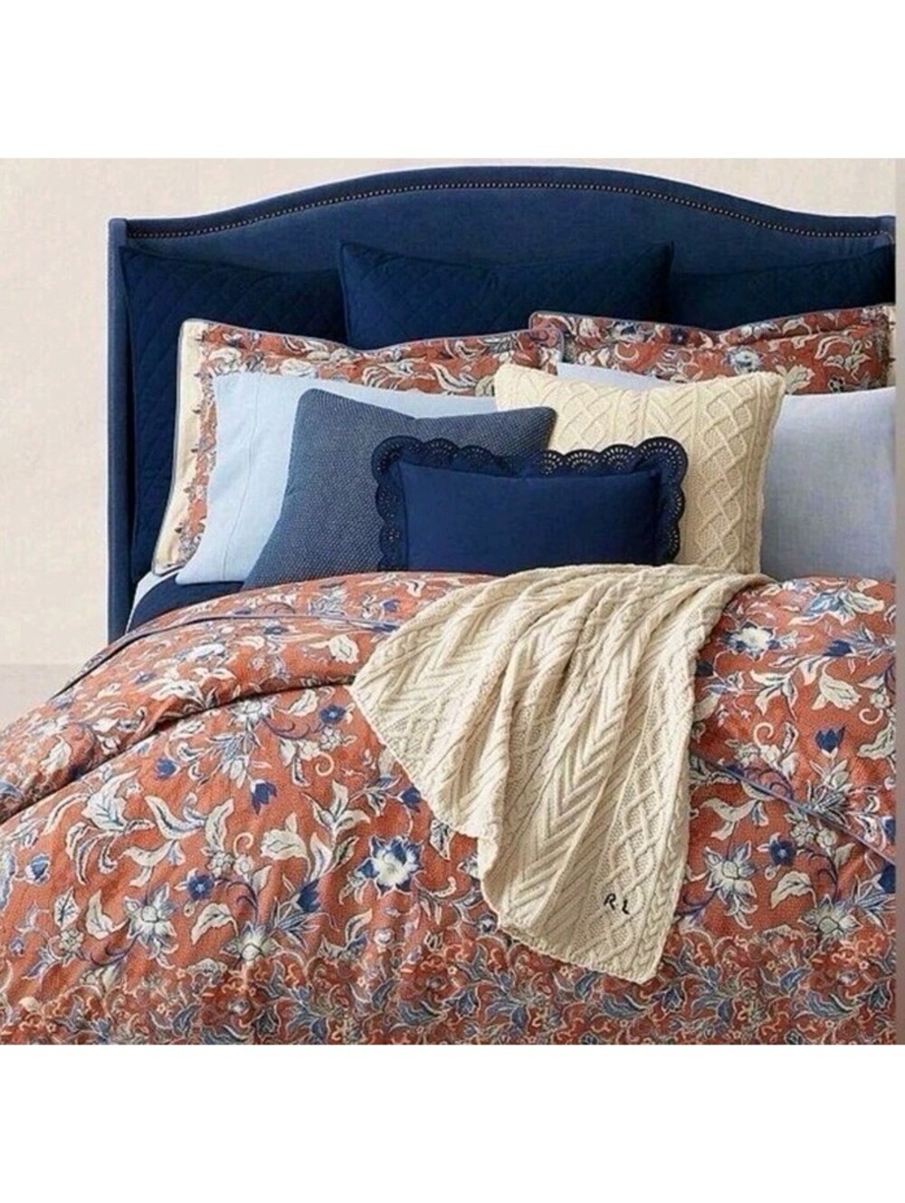 Ralph Lauren Mirabelle Duvet Cover In Orange, Size Full/Queen 92x96, BRAND NEW